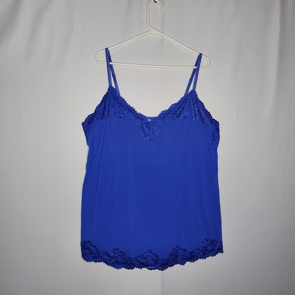 Avenue Lace Trim Camisole Tank Women 2X 22/24 Royal Blue Retro Y2K 00s NEW